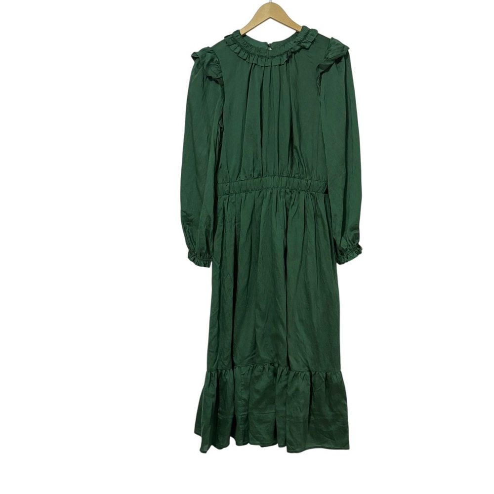Current Air Green Ruffle Tiered Midi Dress Size Medium Peasant Boho Cottagecore